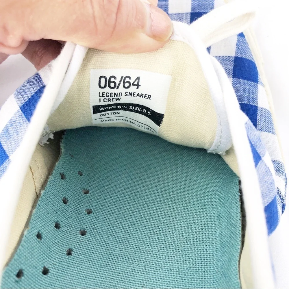 J.CREW x SEEVEES | BLUE & WHITE GINGHAM SNEAKERS SIZE 8.5